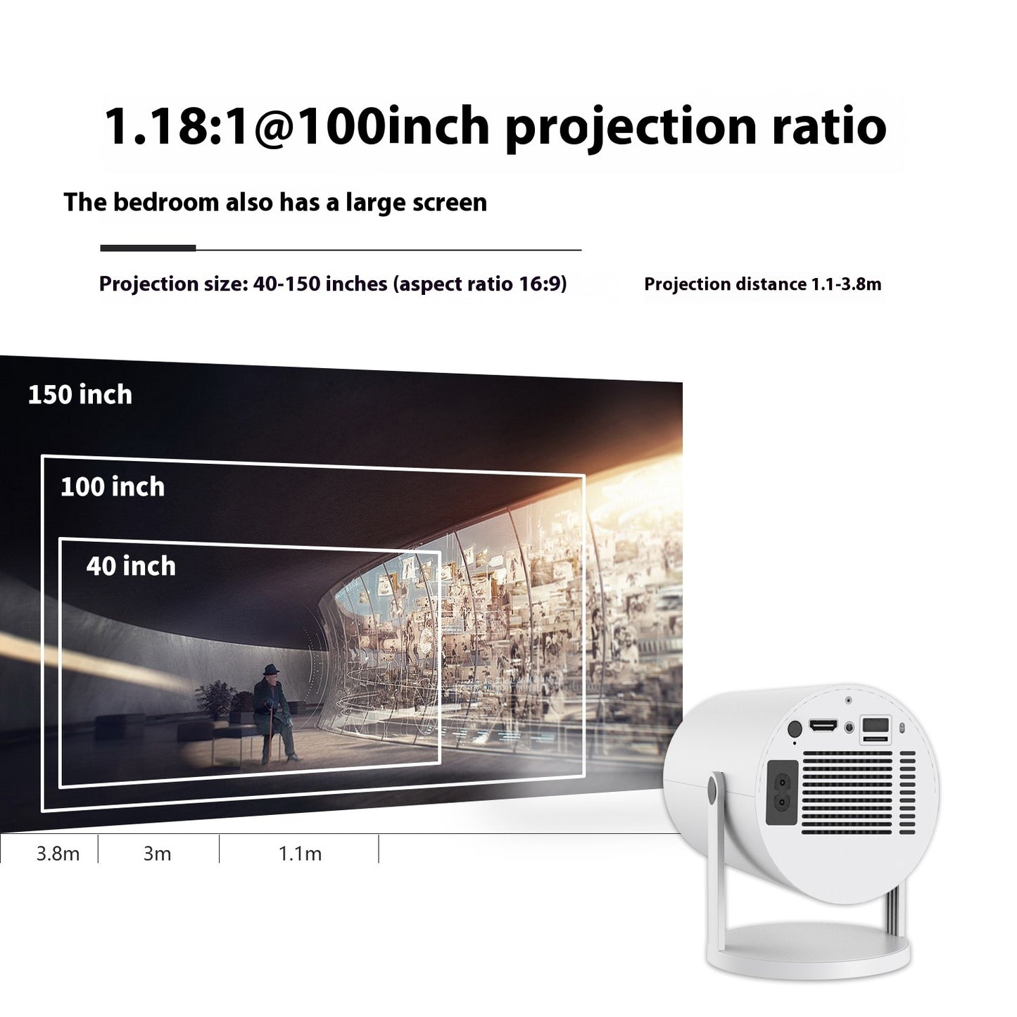 Mini Projecteur Portable à Focalisation Automatique – Projection à 180°